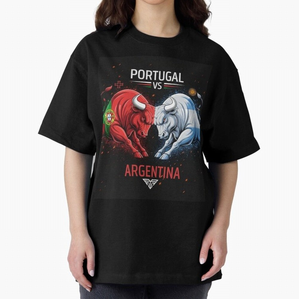 Messi vs Ronaldo Oversized T-Shirt Stand Out with Spirit from FIFA World Cup 2026 Group Stage Spirit, with Argentina and Brazil, Haaland and Mbappe, Match Day Excitement, Supporter Culture, Golden Goals and Global Football Passion; Perfect for
