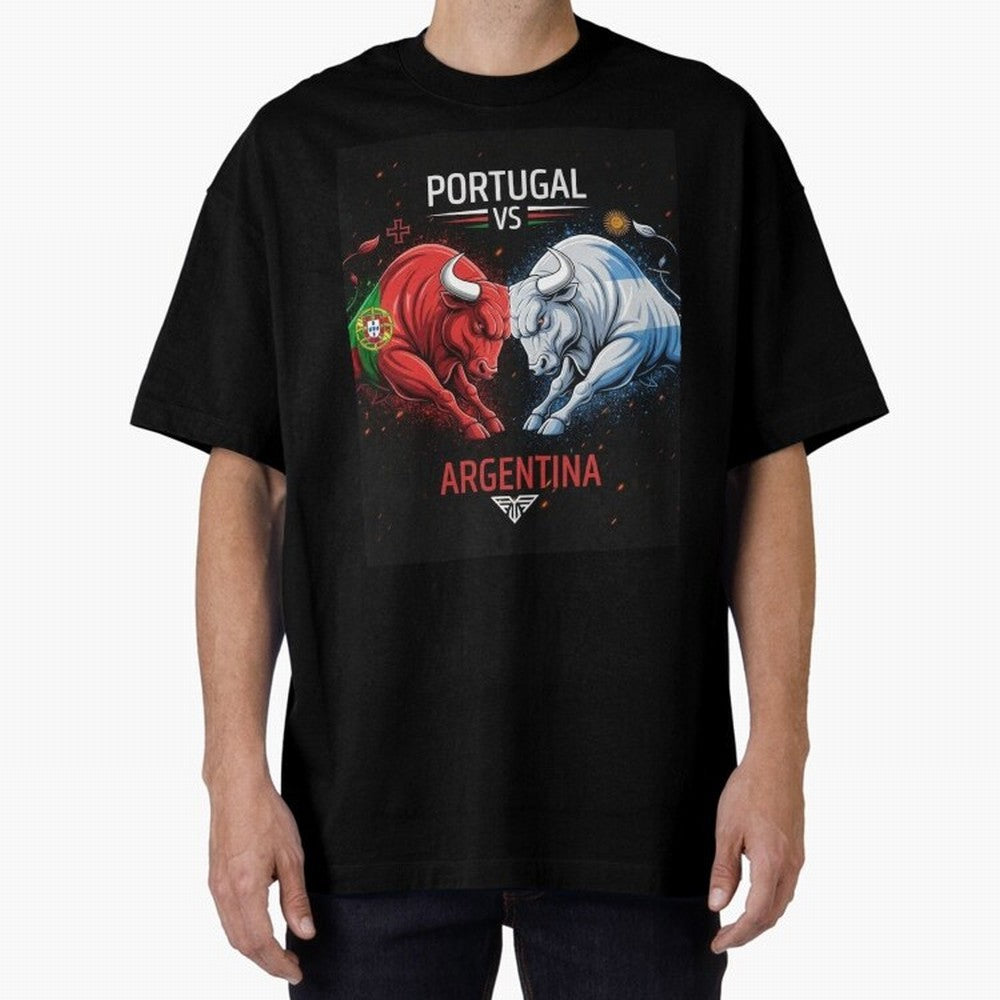 Messi vs Ronaldo Oversized T-Shirt Stand Out with Spirit from FIFA World Cup 2026 Group Stage Spirit, with Argentina and Brazil, Haaland and Mbappe, Match Day Excitement, Supporter Culture, Golden Goals and Global Football Passion; Perfect for