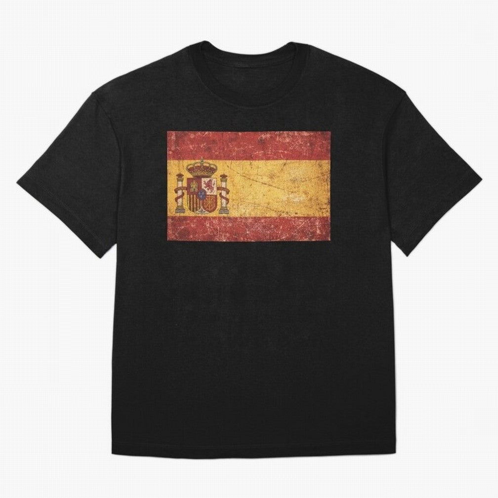 Vintage Distressed Spanish Flag Oversized T-Shirt Bring International Match Energy to Match Day Hype around FIFA World Cup 2026 USA Canada Mexico, CR7 and Messi, Netherlands, Stadium Memories, Football Loyalty, International Chants and Championship
