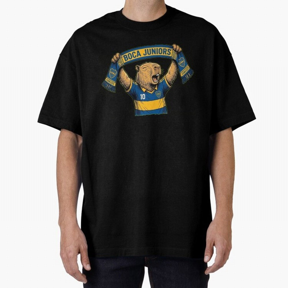Capybara Boca Juniors Fan ¨C Funny Soccer Sticker Oversized T-Shirt Celebrate Unforgettable Nights in Match Day Hype around FIFA World Cup 2026 Group Stage, Haaland and Mbappe, Argentina, Worldwide Fan Energy, Dramatic Goals, Stadium Lights and