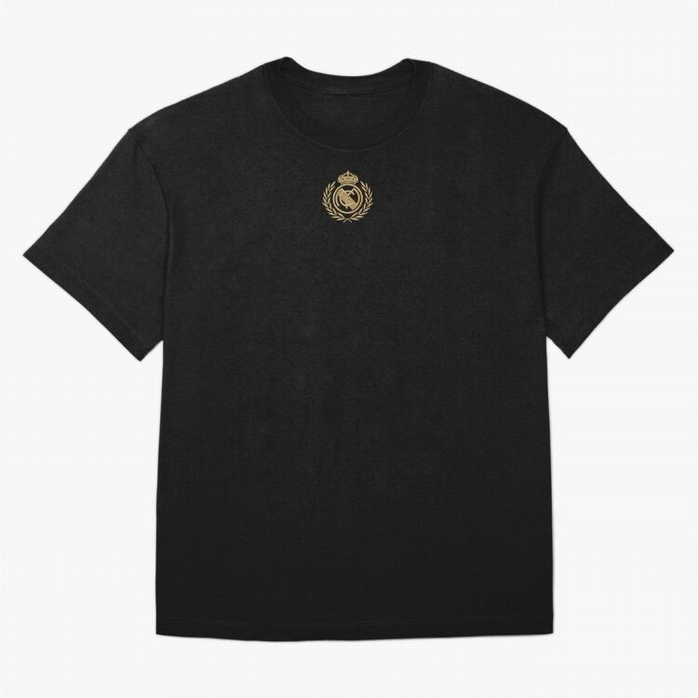 REAL MADRID GOLDEN EMBROIDERY Oversized T-Shirt Capture Stadium Memories from Global Football Passion for FIFA World Cup 2026 Group Stage, Made for Mbappe and Neymar, England, Stadium Memories, Football Loyalty, International Chants and
