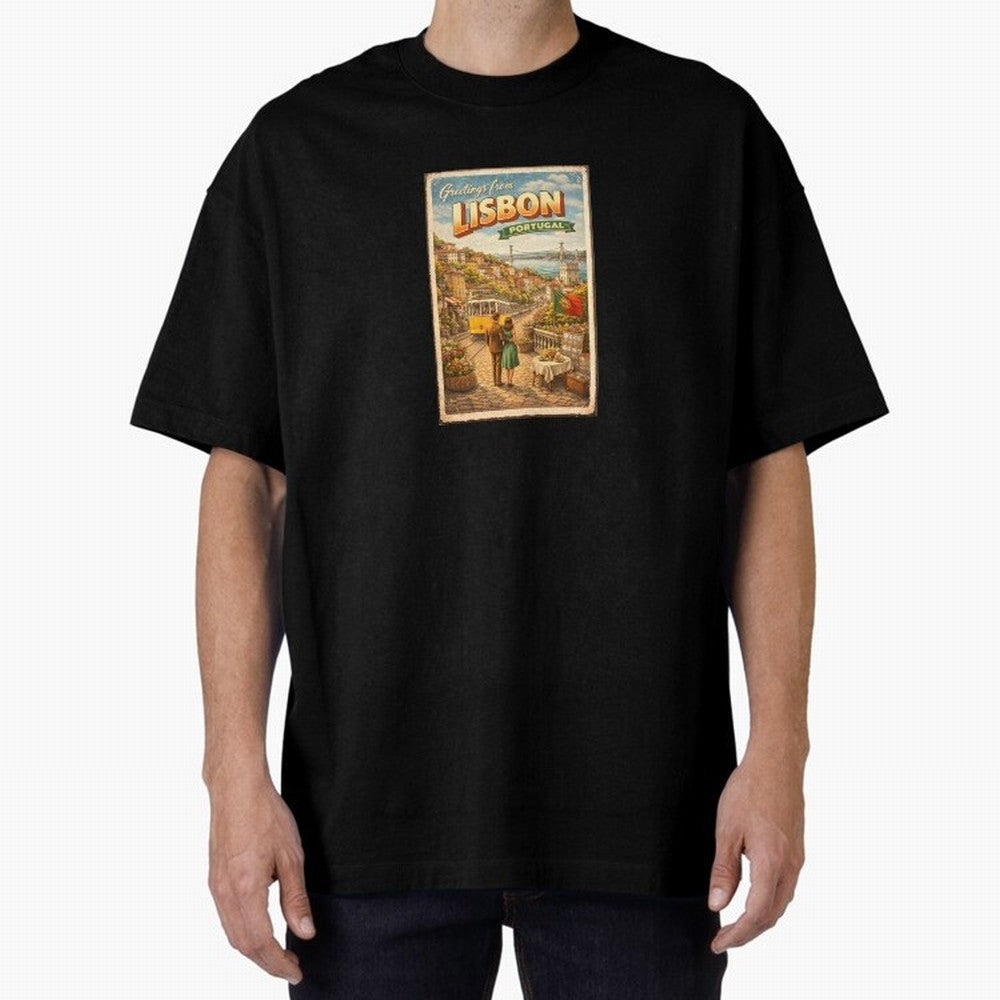 lisbon Oversized T-Shirt Support the Legends of FIFA World Cup 2026 USA Canada Mexico Filled with CR7 and Messi, Argentina Energy, Game Day Rituals, Football Legends, Country Pride and the Road to the Final; Perfect for Supporters Who Want Bold
