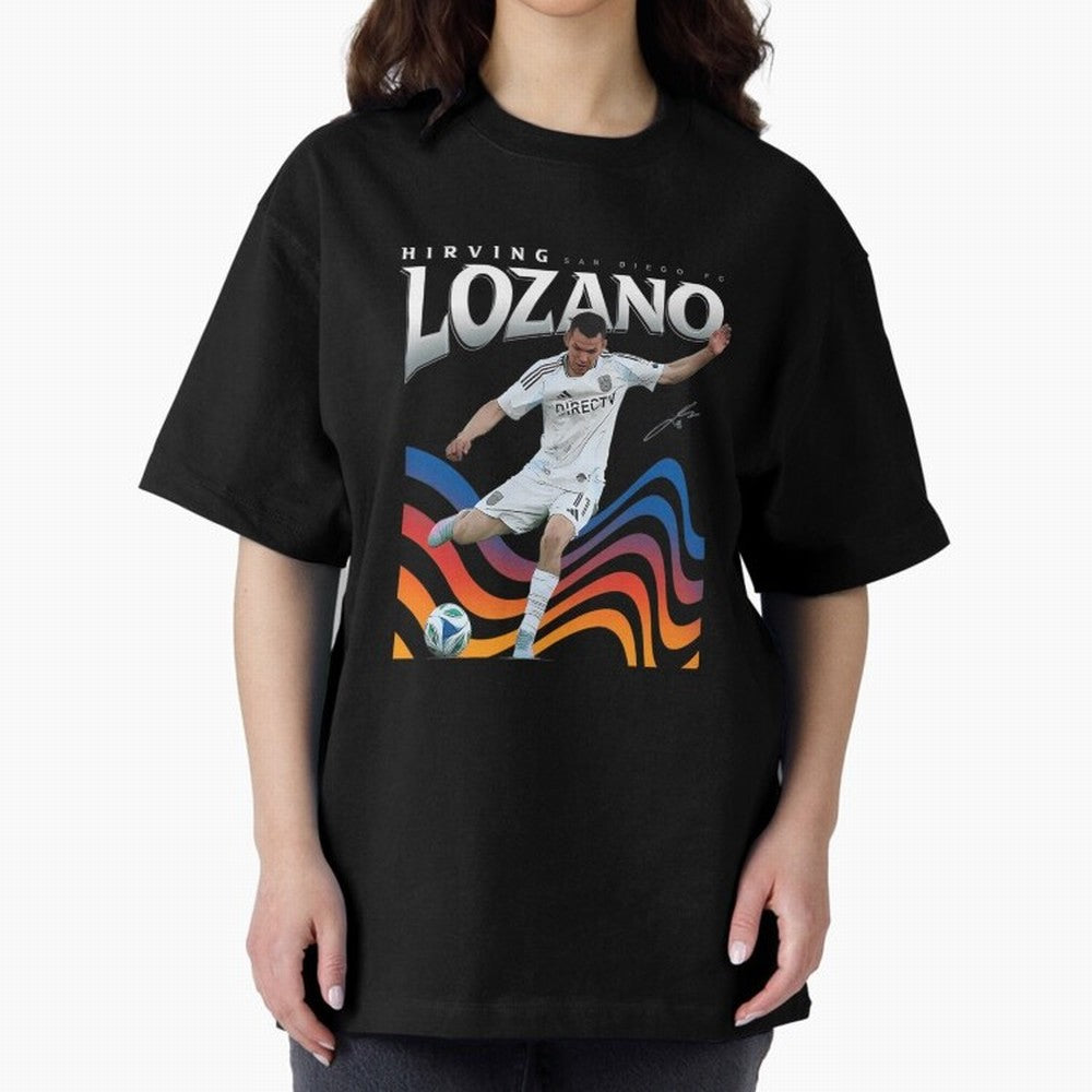 Hirving Lozano San Diego Oversized T-Shirt Enjoy Match Day Hype around FIFA World Cup 2026 USA Canada Mexico, Mbappe and Neymar, Spain, Vintage Soccer Flavor, Modern Football Stars, National Flags and Final Night Emotion; Great for Supporters Who