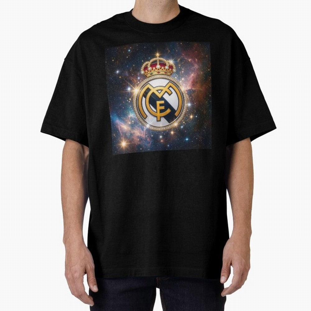 The Real Madrid Galaxy Oversized T-Shirt Create FIFA World Cup 2026 Group Stage Spirit, Inspired by Portugal, Spain and Germany, Mbappe and Neymar, Sports Nostalgia, International Competition, Famous Players and Unforgettable Victories; Created for