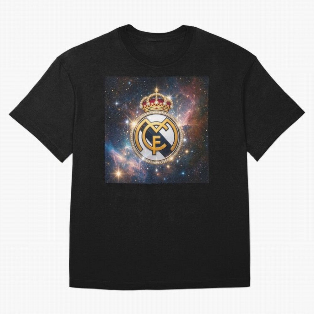 The Real Madrid Galaxy Oversized T-Shirt Create FIFA World Cup 2026 Group Stage Spirit, Inspired by Portugal, Spain and Germany, Mbappe and Neymar, Sports Nostalgia, International Competition, Famous Players and Unforgettable Victories; Created for