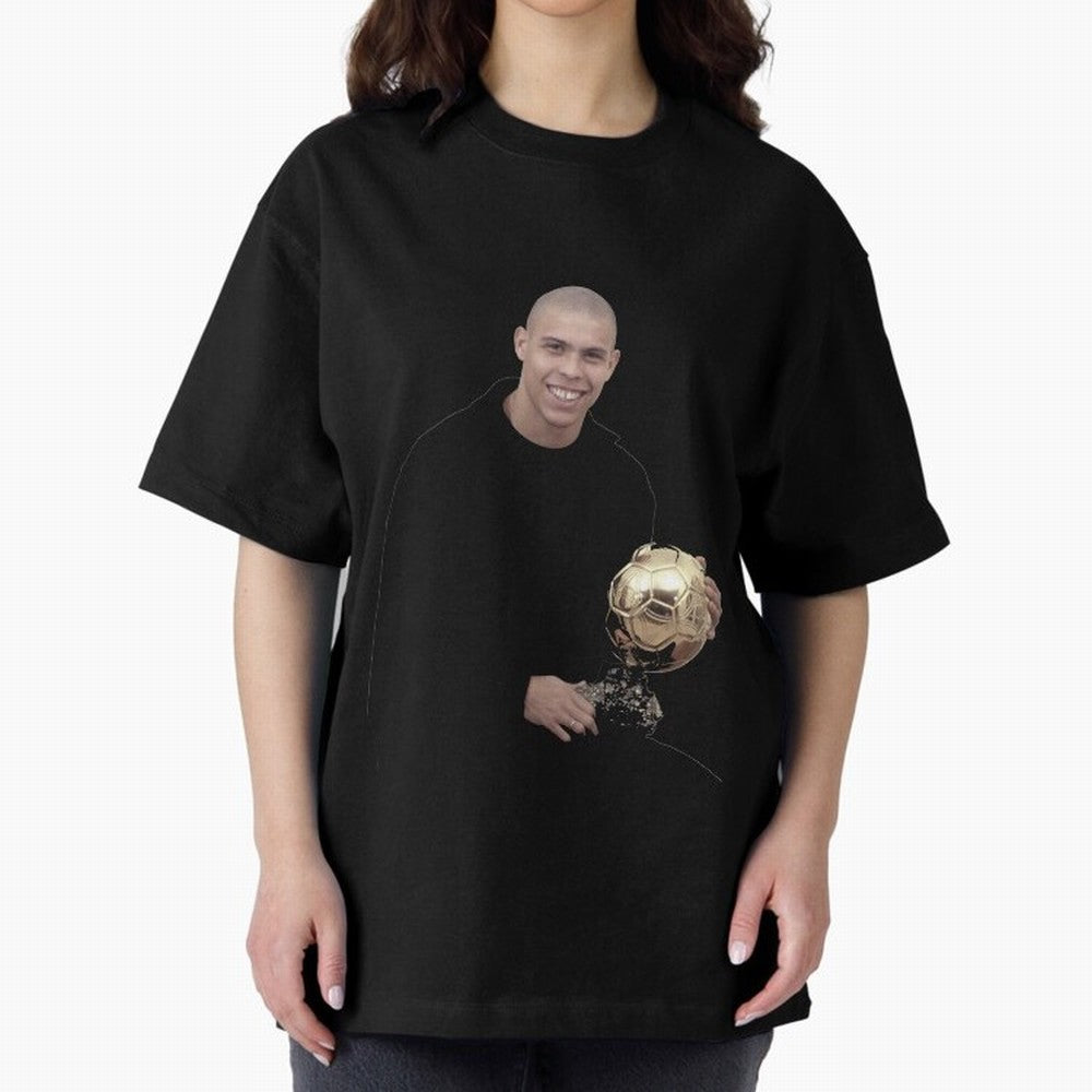 Ronaldo Iconic Ballon d¡¯Or Football Art Oversized T-Shirt Carry the Dream of Match Day Hype around FIFA World Cup 2026 Group Stage, CR7, France, Stadium Memories, Football Loyalty, International Chants and Championship Tradition; Ideal for