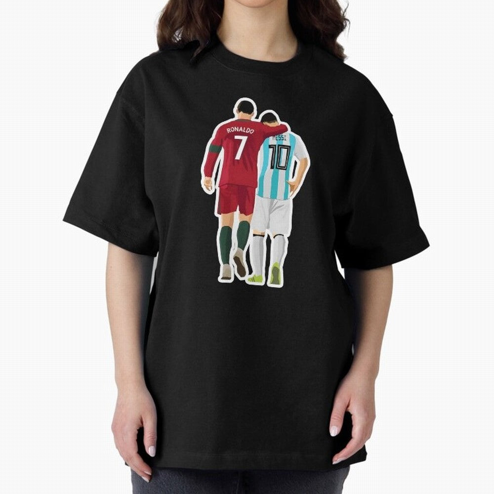 Ronaldo & Messi Oversized T-Shirt Support Your Favorite Stars during FIFA World Cup 2026 Spirit, Capturing England, Messi, CR7 and Mbappe, Retro Football Energy, Iconic Rivalries, Trophy Chase Drama and Stadium Atmosphere; Created for Match Day