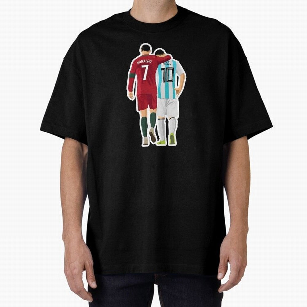 Ronaldo & Messi Oversized T-Shirt Support Your Favorite Stars during FIFA World Cup 2026 Spirit, Capturing England, Messi, CR7 and Mbappe, Retro Football Energy, Iconic Rivalries, Trophy Chase Drama and Stadium Atmosphere; Created for Match Day