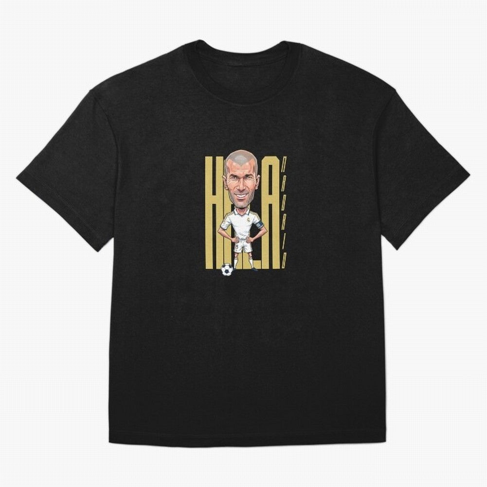 Caricature of Zin¨¦dine Zidane Hala Madrid Oversized T-Shirt Celebrate Football Heritage in FIFA World Cup 2026 USA Canada Mexico for Fans of Neymar, Haaland and Cristiano Ronaldo and Brazil, Bringing Soccer Culture, Superstar Moments, National