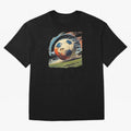 Soccer Ball in Fight Oversized T-Shirt Celebrate Football Heritage in Global Football Passion for FIFA World Cup 2026, Inspired by Messi, Argentina, Sports Nostalgia, International Competition, Famous Players and Unforgettable Victories; Ideal for