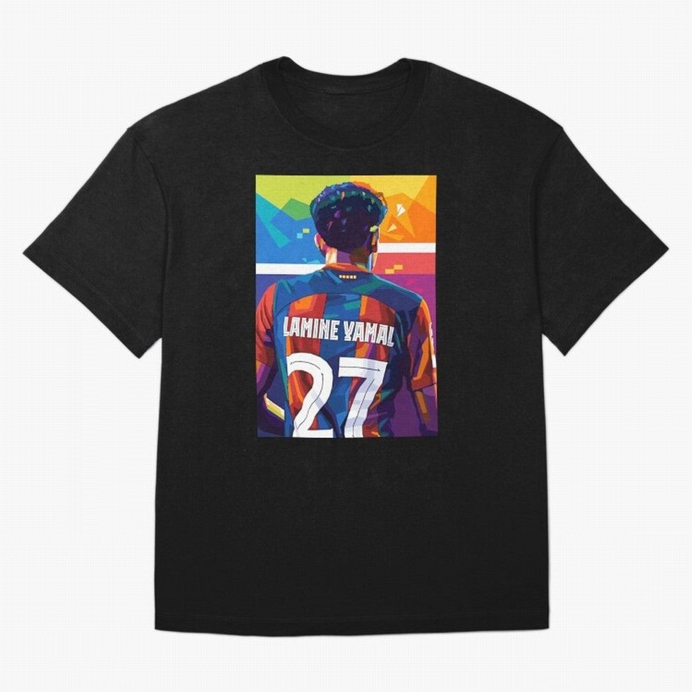 Lamine Yamal Wpap Pop Art Oversized T-Shirt Feel the Trophy Chase of Global Football Passion for FIFA World Cup 2026 USA Canada Mexico, Driven by Messi, Neymar and Mbappe, France and Portugal, Goal Celebration Energy, Supporter Heritage, Football