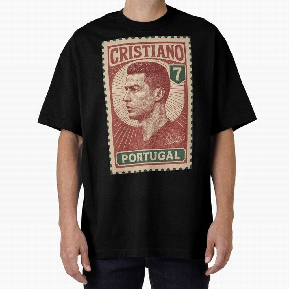 Vintage Portuguese Football Legend No.7 Poster, sticker ¨C Retro Soccer Icon Art for Fans of Manchester, Madrid & Juventus Oversized T-Shirt Celebrate Soccer Greatness during FIFA World Cup 2026 for Fans of Cristiano Ronaldo and England and