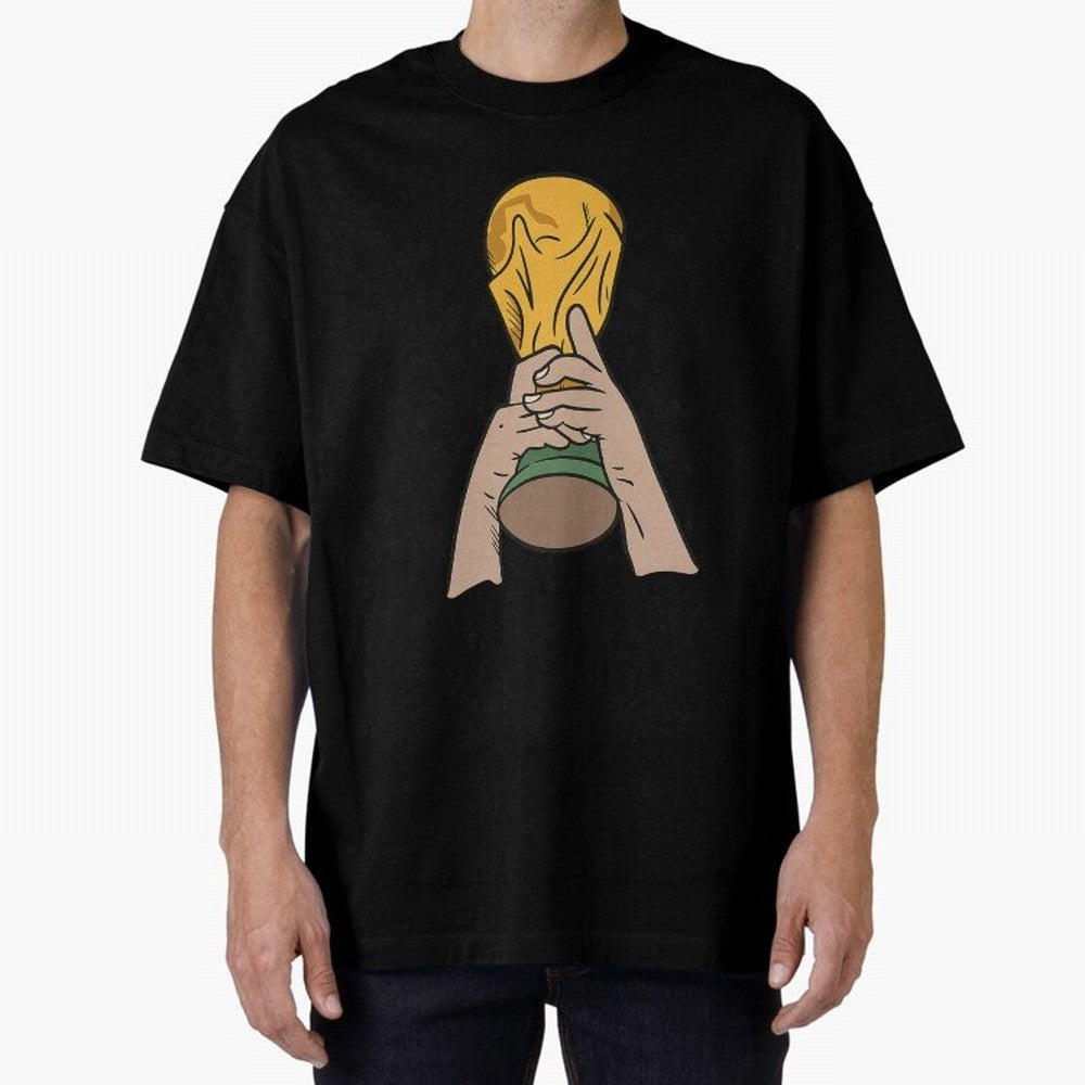 Trophy Oversized T-Shirt Celebrate the Magic of the FIFA World Cup 2026 Journey through Messi and Cristiano Ronaldo Highlights, Brazil Pride, Goal Celebration Energy, Supporter Heritage, Football Icons and Worldwide Tournament Joy; Great for