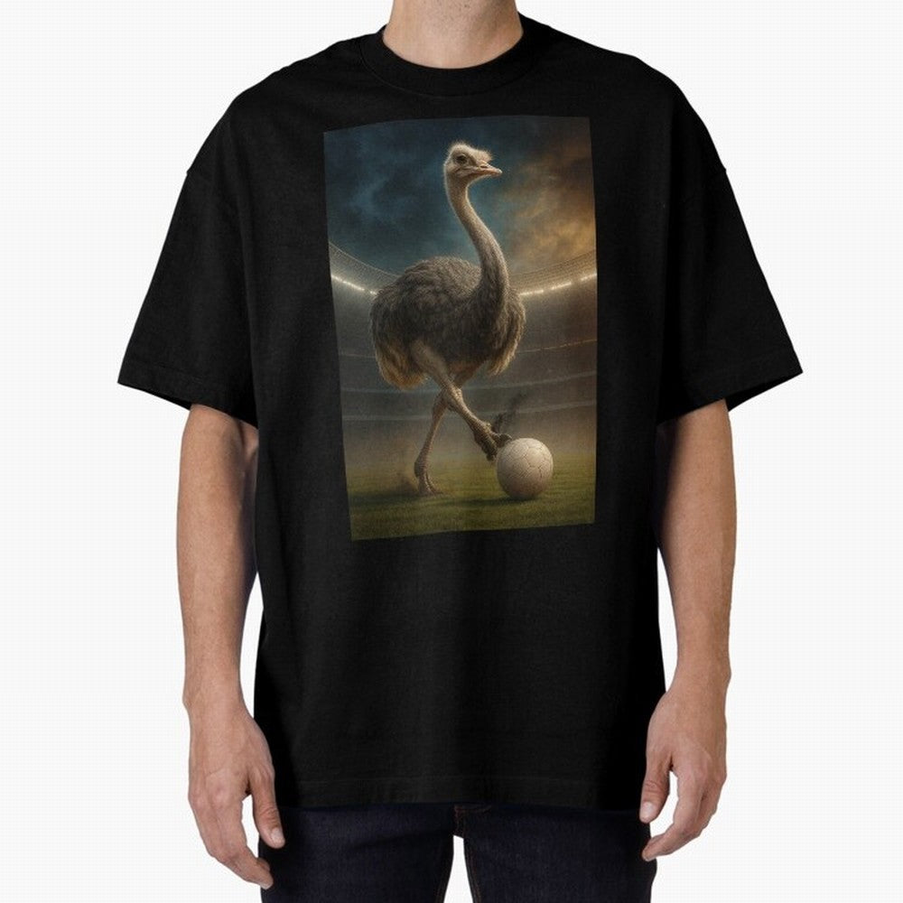 Ostrich Plays Soccer Oversized T-Shirt Celebrate the Stars of the FIFA World Cup 2026 Group Stage Journey through Haaland Highlights, Argentina and Brazil Pride, Stadium Chants, National Pride, Trophy Dreams and Unforgettable Football Memories;