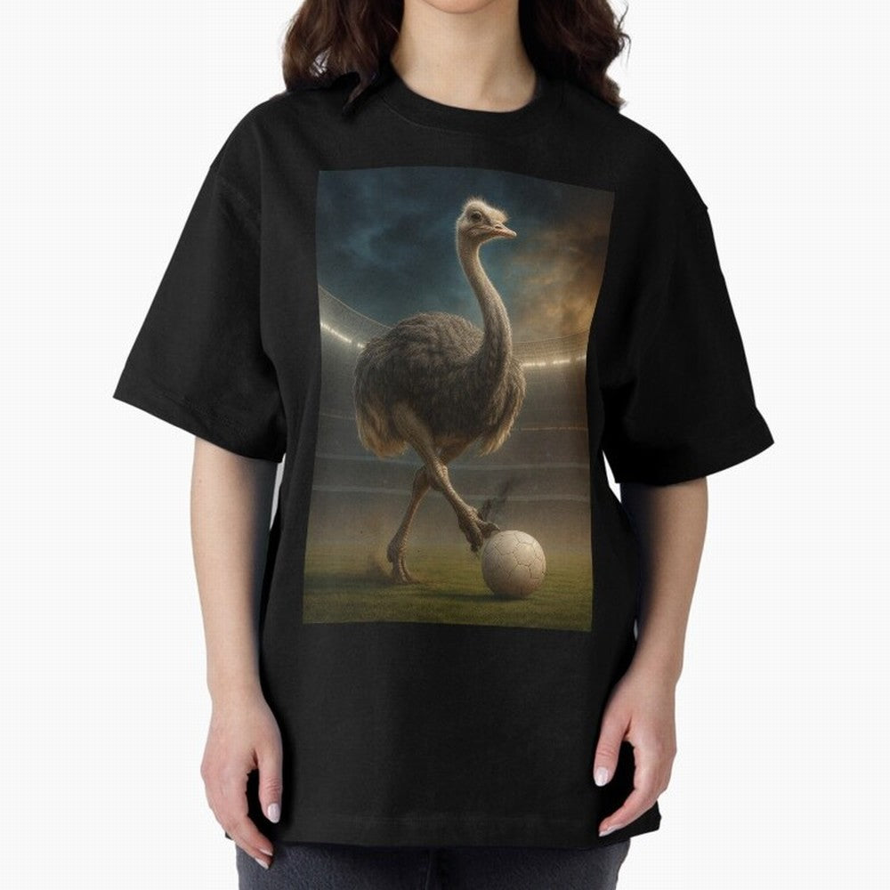 Ostrich Plays Soccer Oversized T-Shirt Celebrate the Stars of the FIFA World Cup 2026 Group Stage Journey through Haaland Highlights, Argentina and Brazil Pride, Stadium Chants, National Pride, Trophy Dreams and Unforgettable Football Memories;