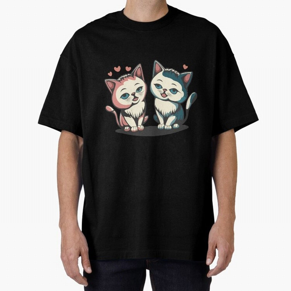 Two Funny Cats with Ronaldo Vibes ¨C Cute Football & Animal Art Oversized T-Shirt Represent FIFA World Cup 2026 Group Stage Spirit, Centered on France and Portugal, Haaland, Football History, Final Match Energy, Crowd Noise and Once in a Lifetime