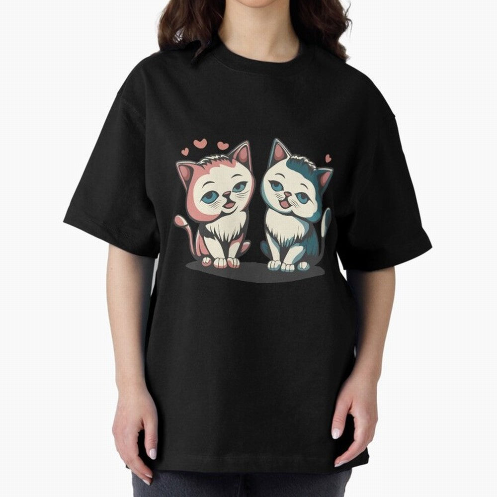 Two Funny Cats with Ronaldo Vibes ¨C Cute Football & Animal Art Oversized T-Shirt Represent FIFA World Cup 2026 Group Stage Spirit, Centered on France and Portugal, Haaland, Football History, Final Match Energy, Crowd Noise and Once in a Lifetime