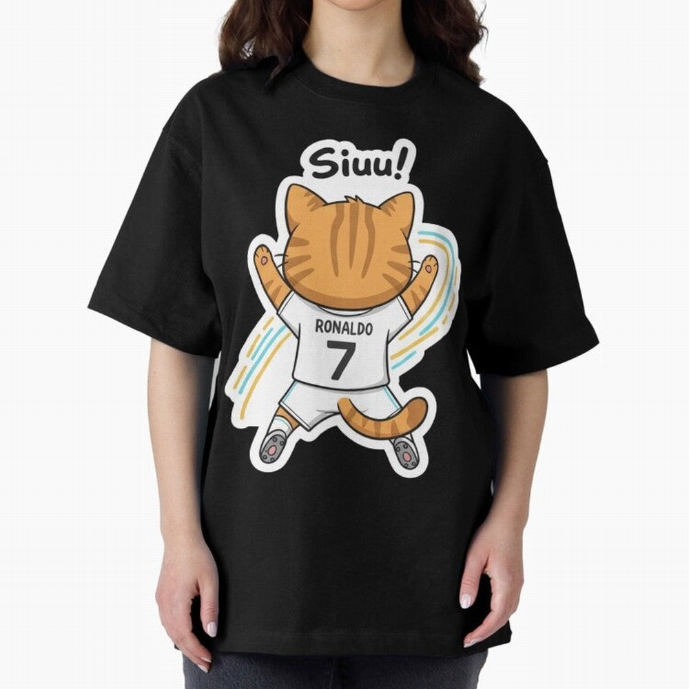 Kitten - Funny Siuuu Celebration Cat Meme | Ronaldo Oversized T-Shirt Celebrate Global Football Passion for FIFA World Cup 2026, Driven by Messi, Neymar and Mbappe, Brazil, Soccer Culture, Superstar Moments, National Team Dreams and Competitive