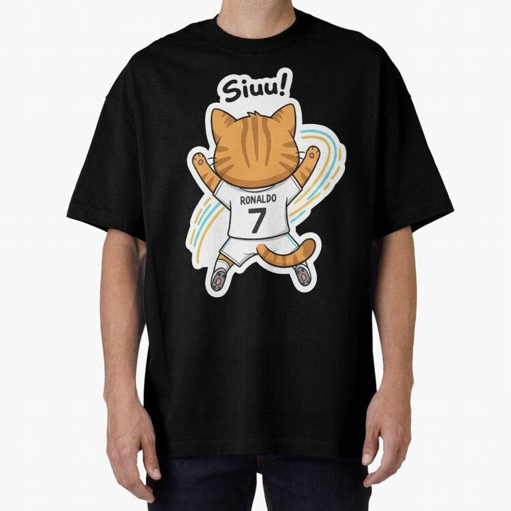 Kitten - Funny Siuuu Celebration Cat Meme | Ronaldo Oversized T-Shirt Celebrate Global Football Passion for FIFA World Cup 2026, Driven by Messi, Neymar and Mbappe, Brazil, Soccer Culture, Superstar Moments, National Team Dreams and Competitive