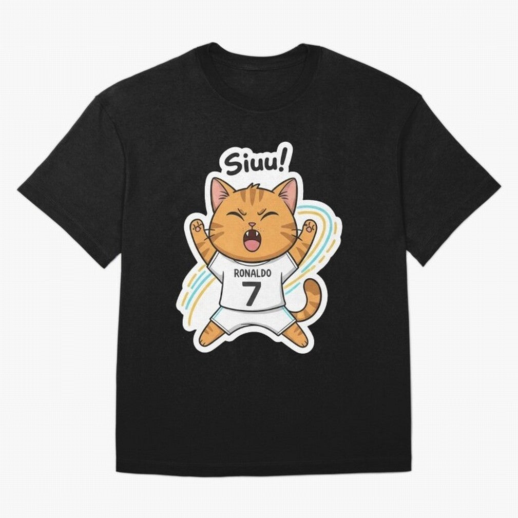 Kitten - Funny Siuuu Celebration Cat Meme | Ronaldo Oversized T-Shirt Bring Retro Soccer Energy to Match Day Hype around FIFA World Cup 2026 USA Canada Mexico, Haaland and Mbappe, England, Global Supporter Spirit, Legendary Goals, National Colors