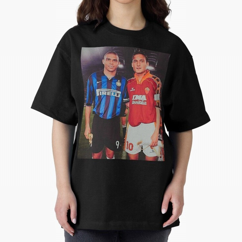 Clash of Class. Francesco Totti and Ronaldo Nazario sometime in the 90s. Oversized T-Shirt Showcase FIFA World Cup 2026 Group Stage Spirit, with Argentina, CR7 and Messi, Stadium Chants, National Pride, Trophy Dreams and Unforgettable Football
