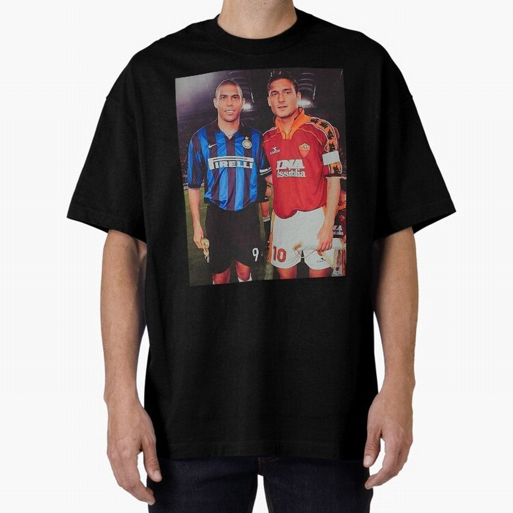 Clash of Class. Francesco Totti and Ronaldo Nazario sometime in the 90s. Oversized T-Shirt Showcase FIFA World Cup 2026 Group Stage Spirit, with Argentina, CR7 and Messi, Stadium Chants, National Pride, Trophy Dreams and Unforgettable Football