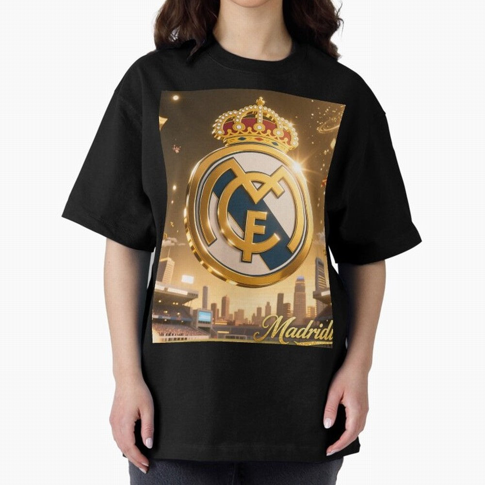 Madridistas Oversized T-Shirt Embrace Match Day Hype around FIFA World Cup 2026 Group Stage, Messi, Neymar and Mbappe, Spain, Classic Soccer Heritage, Championship Pressure, Fan Loyalty and International Pride; Ideal for Football Dads, Football