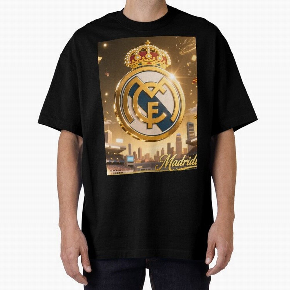 Madridistas Oversized T-Shirt Embrace Match Day Hype around FIFA World Cup 2026 Group Stage, Messi, Neymar and Mbappe, Spain, Classic Soccer Heritage, Championship Pressure, Fan Loyalty and International Pride; Ideal for Football Dads, Football