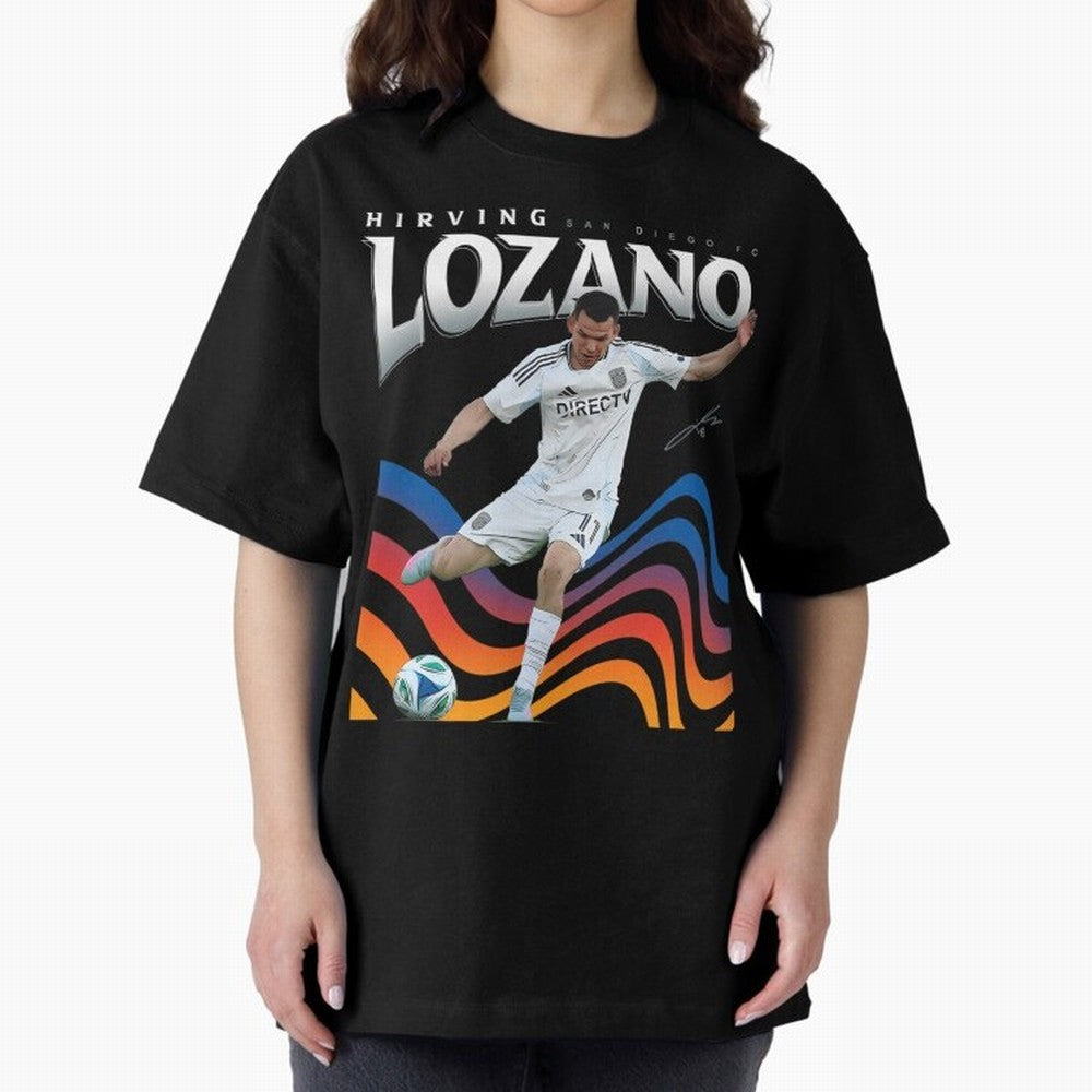 Hirving Lozano San Diego FC Oversized T-Shirt Discover the FIFA World Cup 2026 Journey through Messi, Neymar and Mbappe Highlights, Portugal, Spain and Germany Pride, Football Passion, Legendary Performances, Festival Vibes and Supporter Community;