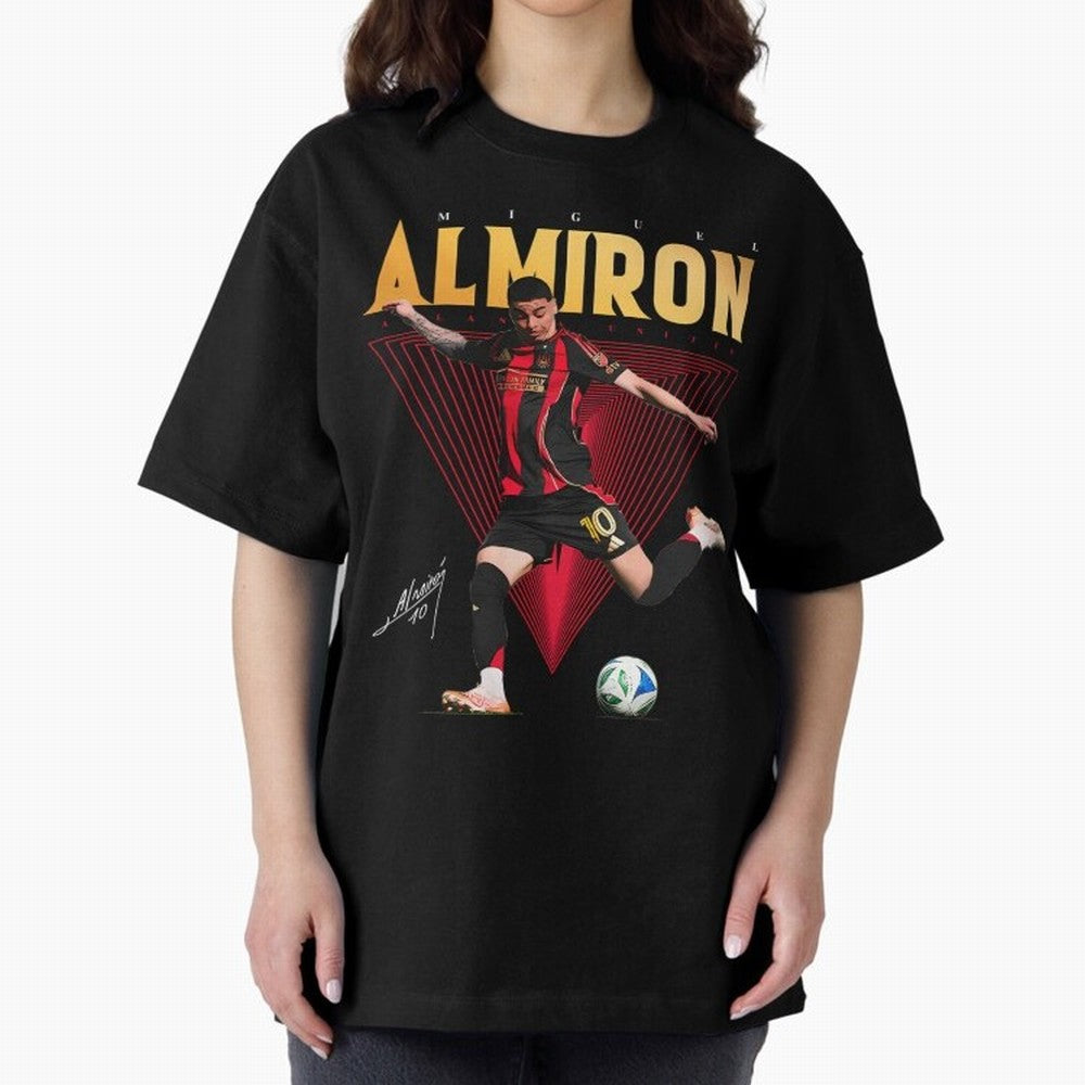 Miguel Almiron Atlanta United FC Oversized T-Shirt Follow Every Goal of FIFA World Cup 2026 USA Canada Mexico Spirit, Capturing England, Mbappe and Neymar, Championship Spirit, Famous Goals, Roaring Crowds and International Football Unity; Made for