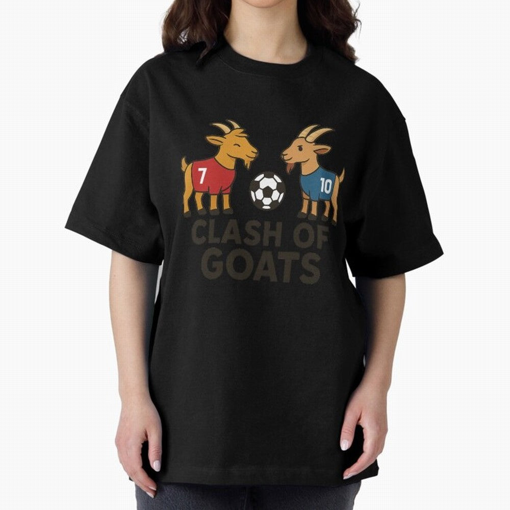 Clash of GOATs ¨C Funny Ronaldo vs Messi Inspired Football T-Shirt Design Oversized T-Shirt Bring Stadium Energy to FIFA World Cup 2026 Spirit, with Netherlands, Messi, Stadium Memories, Football Loyalty, International Chants and Championship