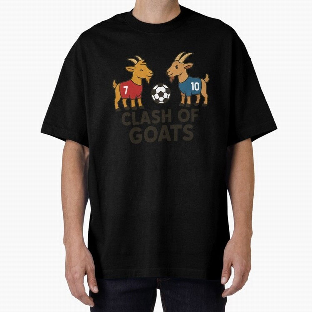 Clash of GOATs ¨C Funny Ronaldo vs Messi Inspired Football T-Shirt Design Oversized T-Shirt Bring Stadium Energy to FIFA World Cup 2026 Spirit, with Netherlands, Messi, Stadium Memories, Football Loyalty, International Chants and Championship