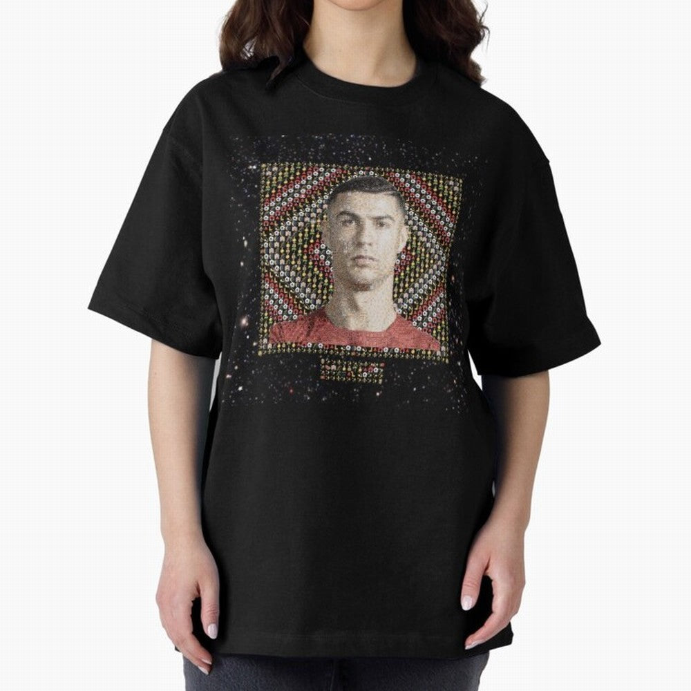 CR7 Emojified ¨C Ronaldo-Inspired Grid Tribute | Visual Power in Emoji Form | Football Legend Art Series Oversized T-Shirt Join Global Football Passion for FIFA World Cup 2026 Group Stage, Made for Messi, England, France and Netherlands, Stadium