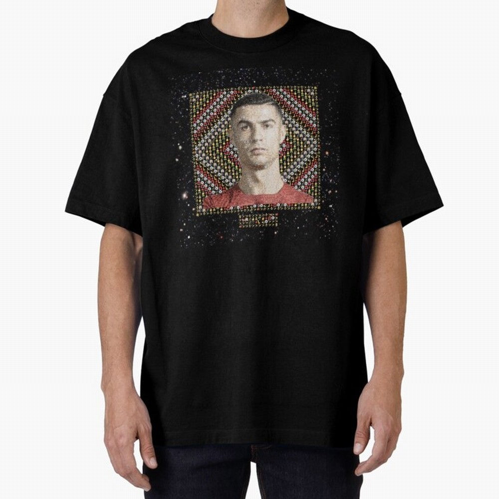 CR7 Emojified ¨C Ronaldo-Inspired Grid Tribute | Visual Power in Emoji Form | Football Legend Art Series Oversized T-Shirt Join Global Football Passion for FIFA World Cup 2026 Group Stage, Made for Messi, England, France and Netherlands, Stadium