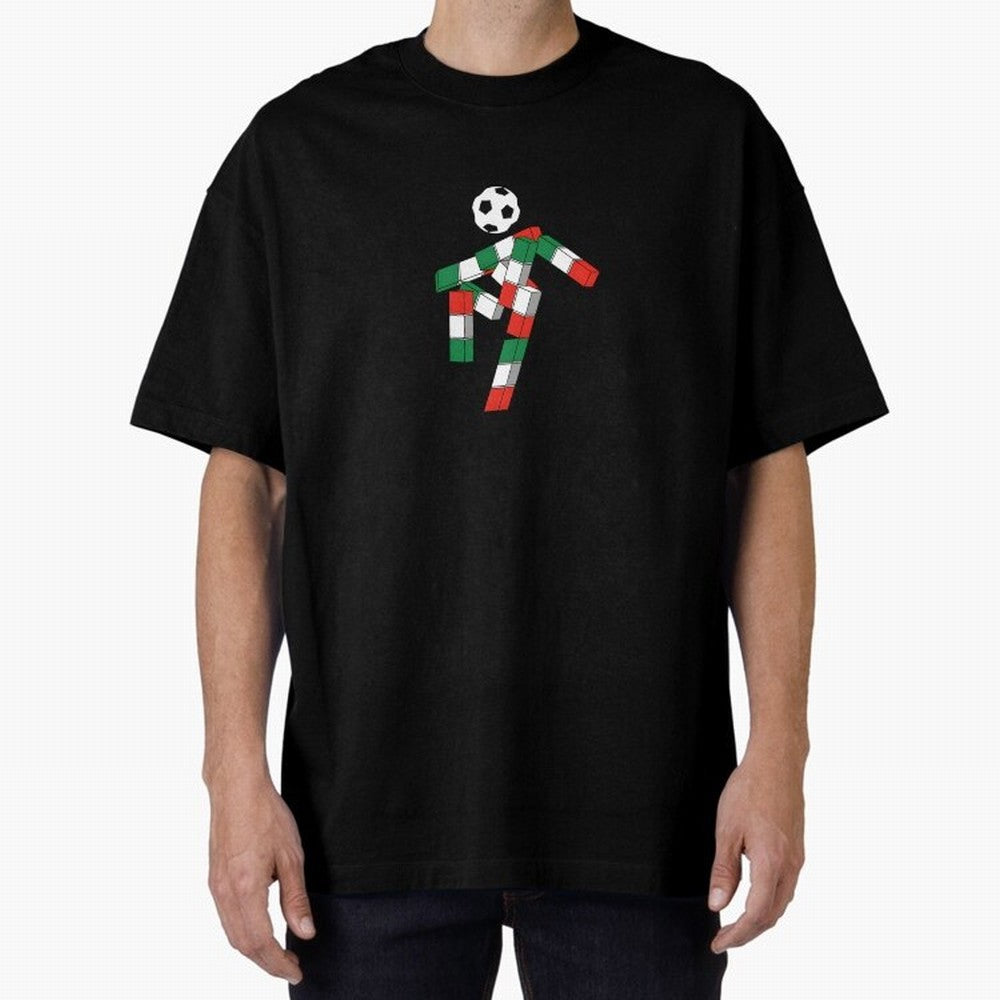 Ciao - World Cup 90' Mascote Logo Oversized T-Shirt Make the Season About Global Football Passion for FIFA World Cup 2026 Group Stage, Driven by Cristiano Ronaldo, Netherlands, Championship Spirit, Famous Goals, Roaring Crowds and International