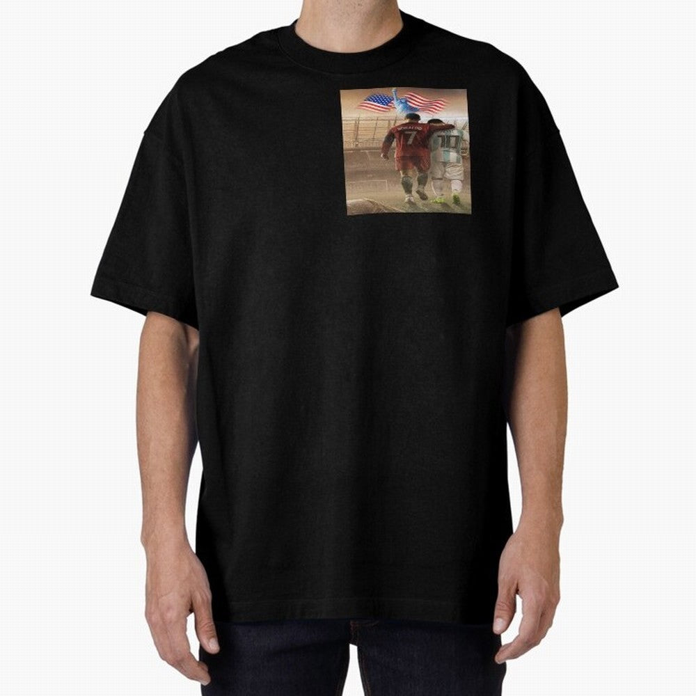 Ronaldo & messi 7_10 football USA sports top quality redbubble Oversized T-Shirt Follow the Final Road of Match Day Hype around FIFA World Cup 2026 USA Canada Mexico, Messi and Cristiano Ronaldo, France, Worldwide Fan Energy, Dramatic Goals,