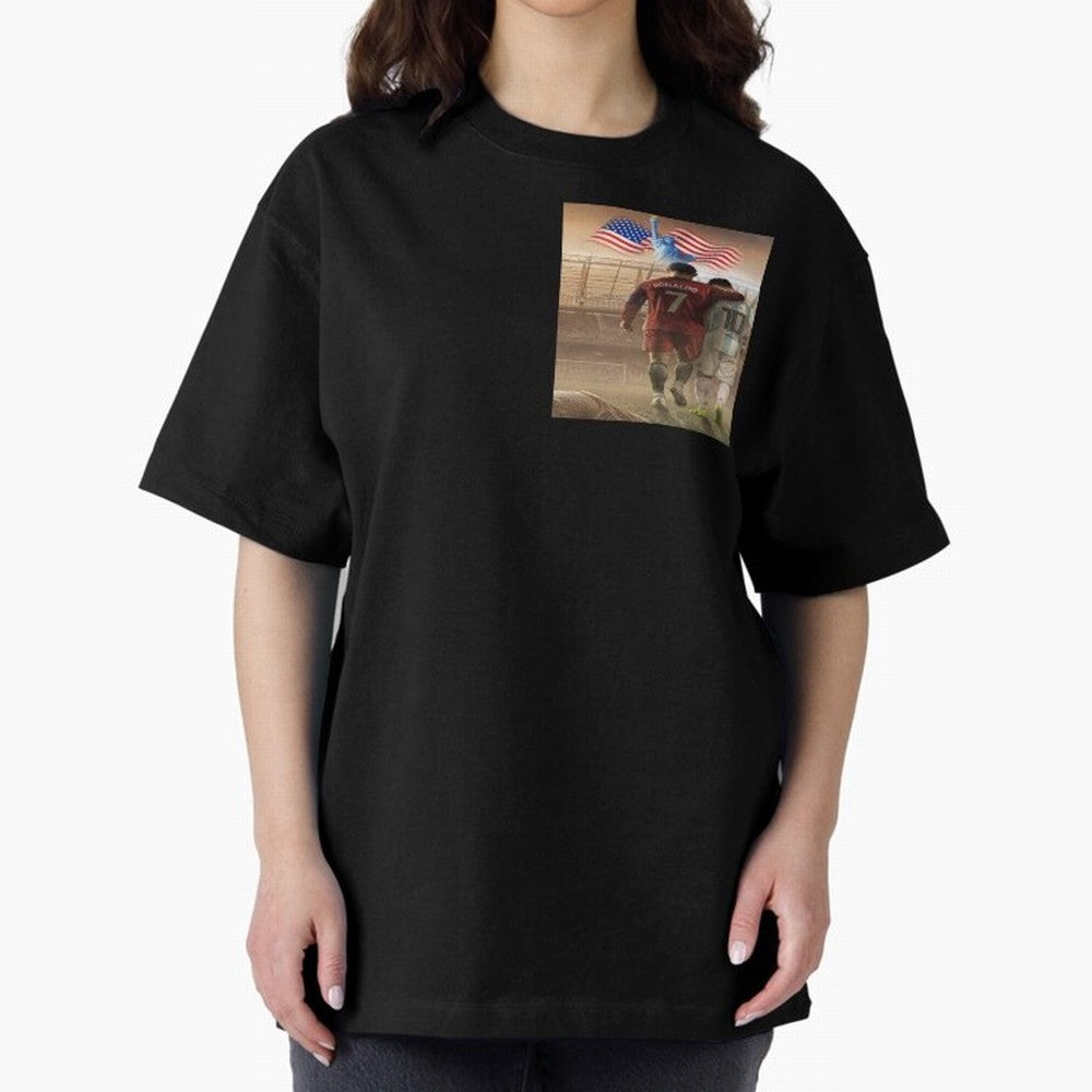 Ronaldo & messi 7_10 football USA sports top quality redbubble Oversized T-Shirt Follow the Final Road of Match Day Hype around FIFA World Cup 2026 USA Canada Mexico, Messi and Cristiano Ronaldo, France, Worldwide Fan Energy, Dramatic Goals,