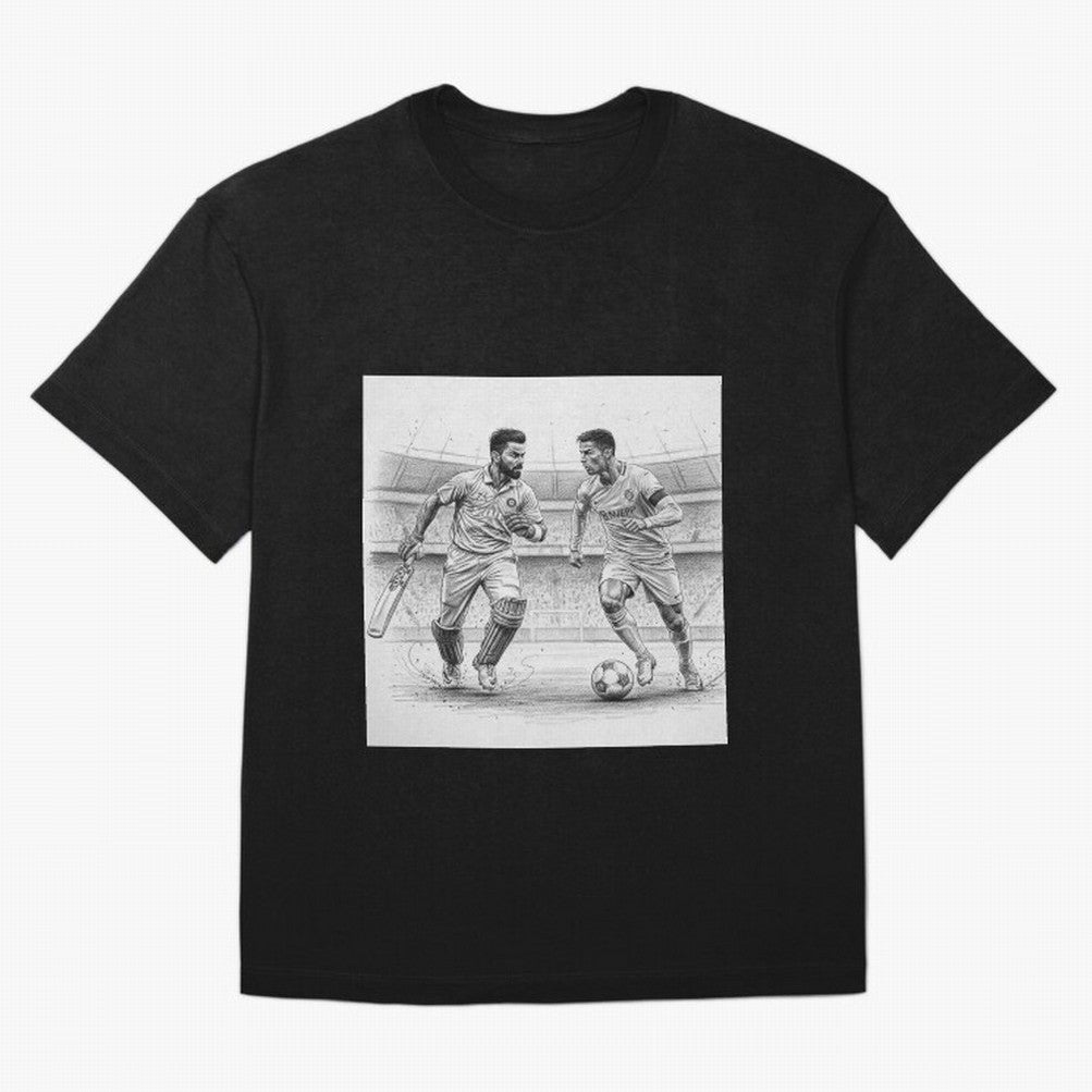 Virat and Ronaldo Oversized T-Shirt Celebrate Classic Football Spirit in Match Day Hype around FIFA World Cup 2026 Group Stage, Messi, Neymar and Mbappe, France and Portugal, Sports Nostalgia, International Competition, Famous Players and