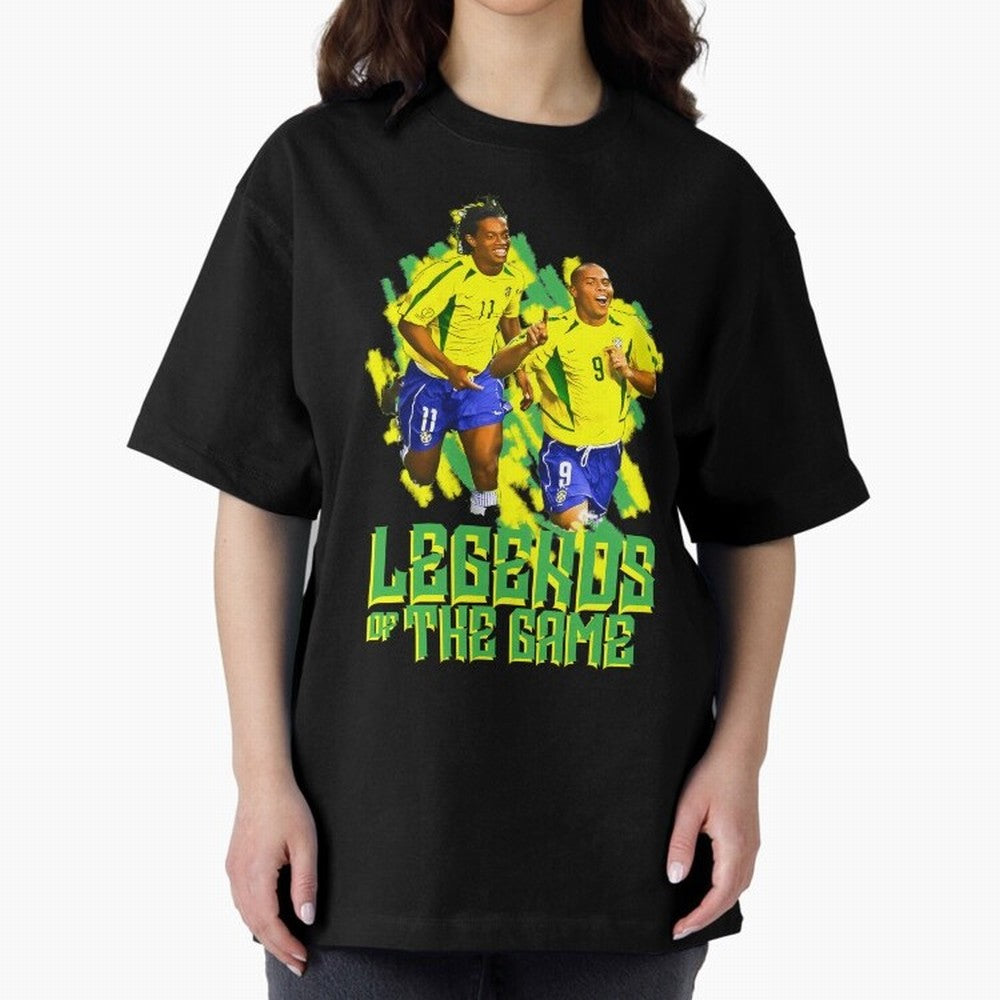 Ronaldinho and ronaldo brazil football print Oversized T-Shirt Step into Global Football Passion for FIFA World Cup 2026 Group Stage, Capturing Messi, Neymar and Mbappe, Spain and Netherlands, Game Day Rituals, Football Legends, Country Pride and
