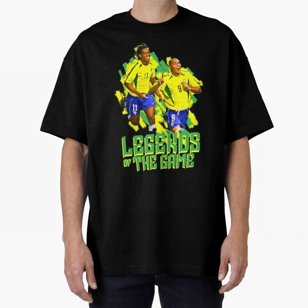 Ronaldinho and ronaldo brazil football print Oversized T-Shirt Step into Global Football Passion for FIFA World Cup 2026 Group Stage, Capturing Messi, Neymar and Mbappe, Spain and Netherlands, Game Day Rituals, Football Legends, Country Pride and