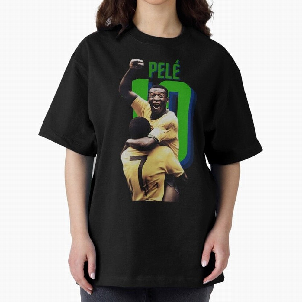 Pele 10 Oversized T-Shirt Represent Football Lovers during Global Football Passion for FIFA World Cup 2026, Featuring Neymar, Haaland and Cristiano Ronaldo, England and Germany, Championship Spirit, Famous Goals, Roaring Crowds and International
