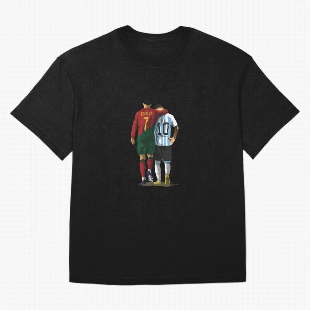Messi Ronaldo Chit Chat Illustration Classic Oversized T-Shirt Make Every Match About Match Day Hype around FIFA World Cup 2026 USA Canada Mexico, Cristiano Ronaldo, Portugal, Vintage Soccer Flavor, Modern Football Stars, National Flags and Final