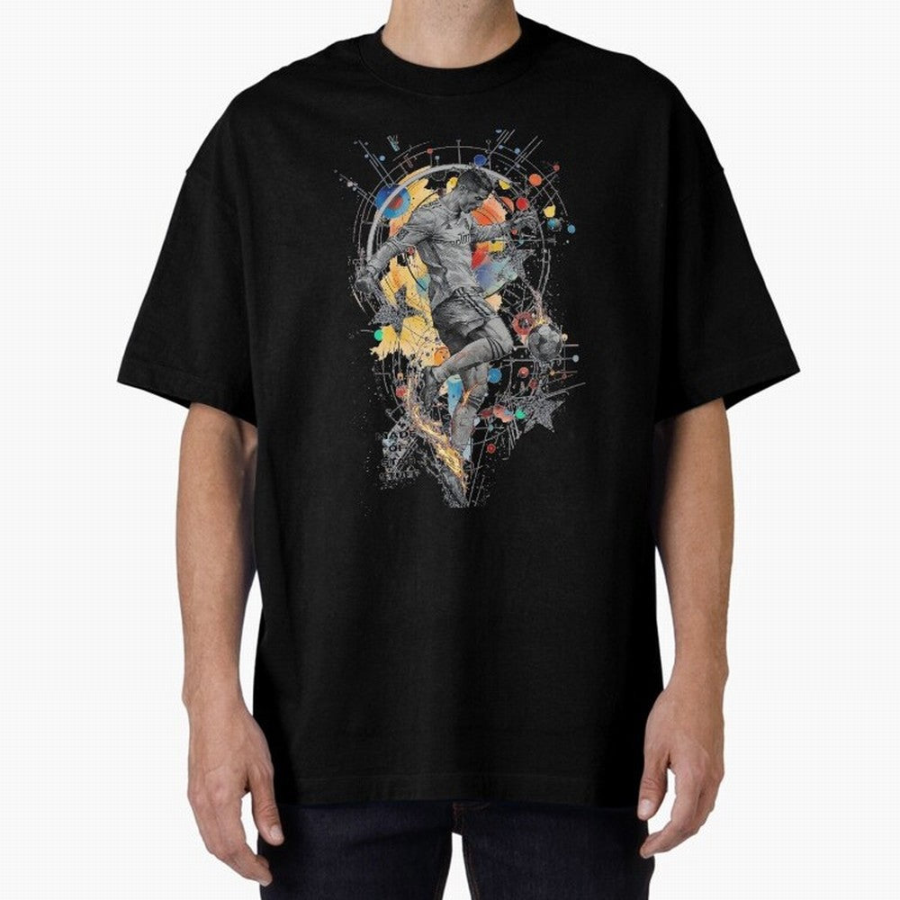 Cosmic Ronaldo Made of Star Stuff Artwork For Football Fans Gift For Soccer Enthusiasts Oversized T-Shirt Follow Match Day Hype around FIFA World Cup 2026, Haaland and Mbappe, Spain and Netherlands, Stadium Chants, National Pride, Trophy Dreams and