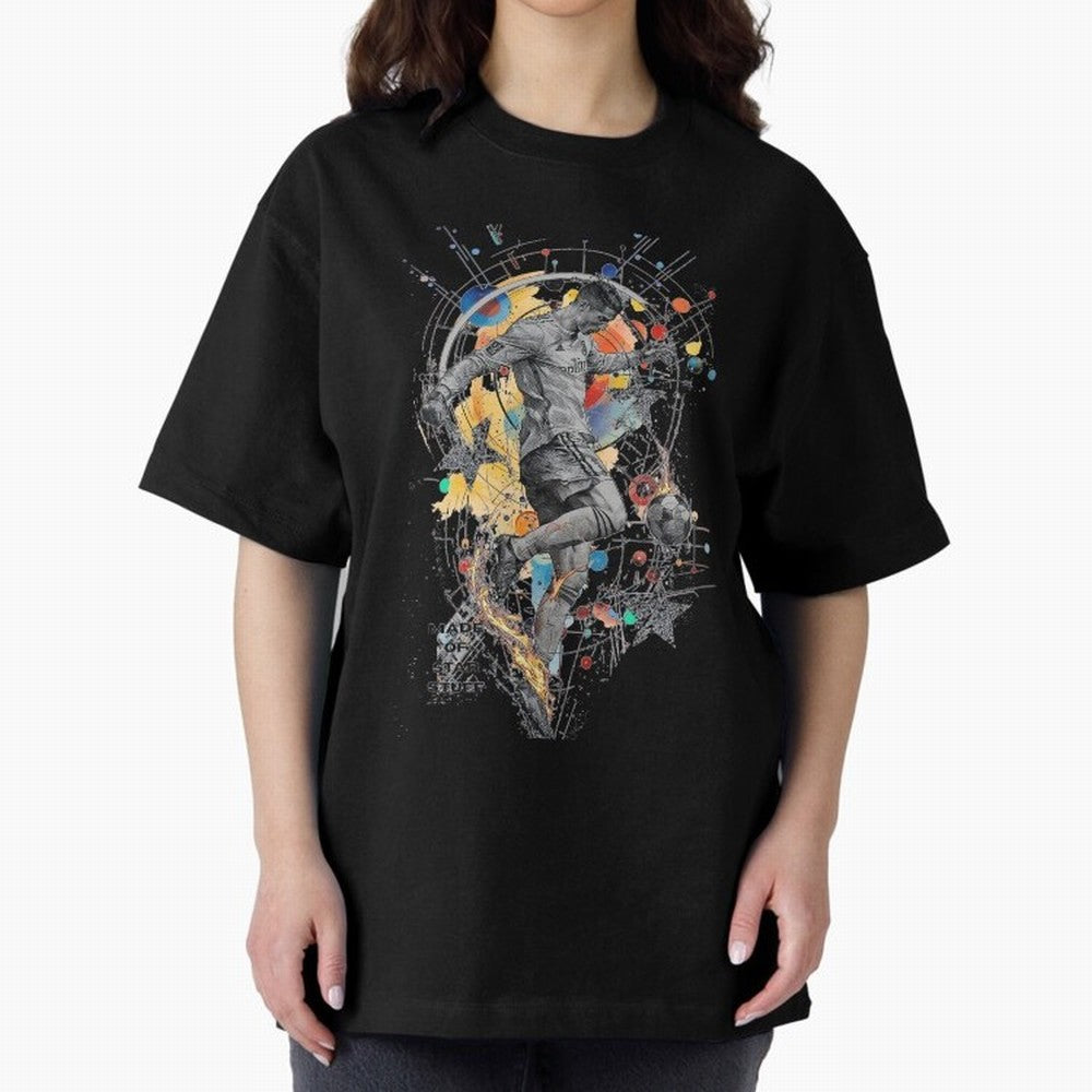 Cosmic Ronaldo Made of Star Stuff Artwork For Football Fans Gift For Soccer Enthusiasts Oversized T-Shirt Follow Match Day Hype around FIFA World Cup 2026, Haaland and Mbappe, Spain and Netherlands, Stadium Chants, National Pride, Trophy Dreams and