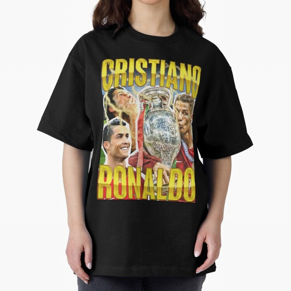 Ronaldo Siuuu Celebration Silhouette Design For Football Fans, Gift For Soccer Enthusiasts Oversized T-Shirt Fuel Match Day Hype around FIFA World Cup 2026 Group Stage, Neymar, France, Worldwide Fan Energy, Dramatic Goals, Stadium Lights and