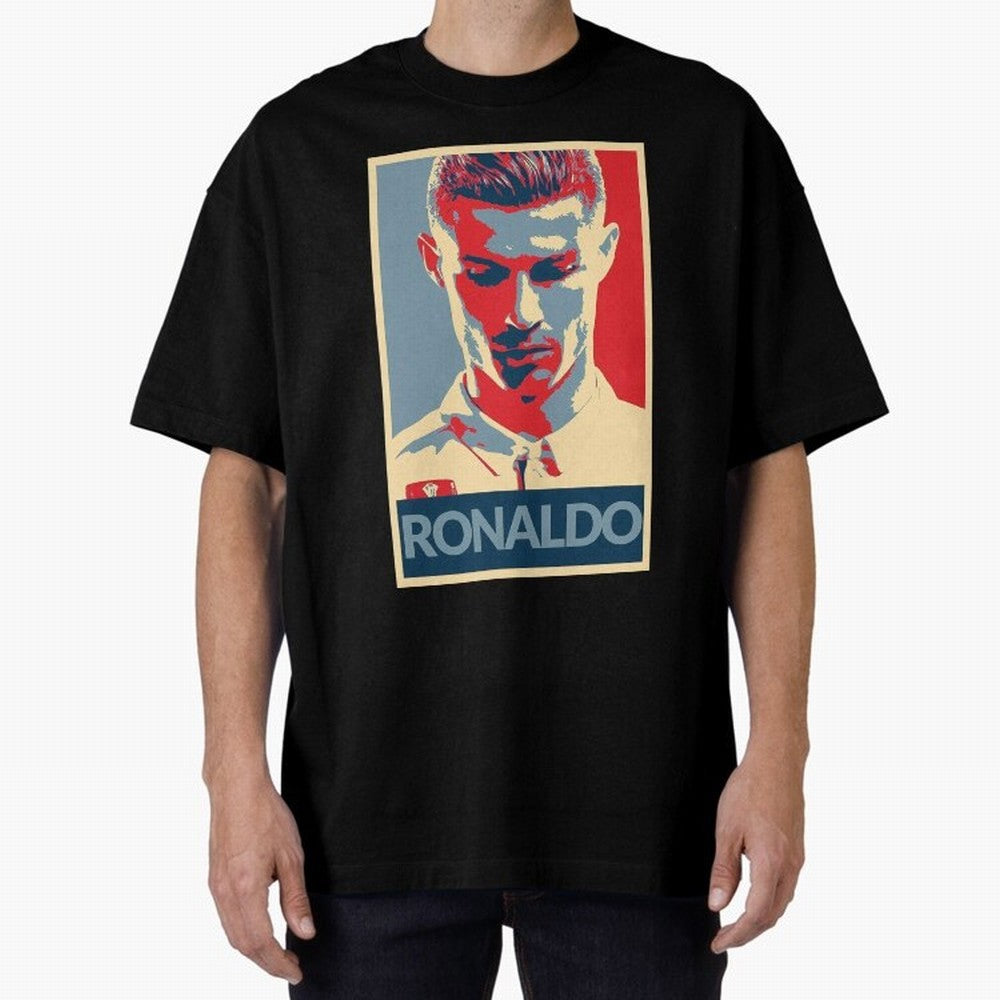 Ronaldo Poster Style Pop Art Design For Football Fans Gift For Soccer Enthusiasts Oversized T-Shirt Represent the Passion of the FIFA World Cup 2026 USA Canada Mexico Journey through Neymar, Haaland and Cristiano Ronaldo Highlights, Germany Pride,