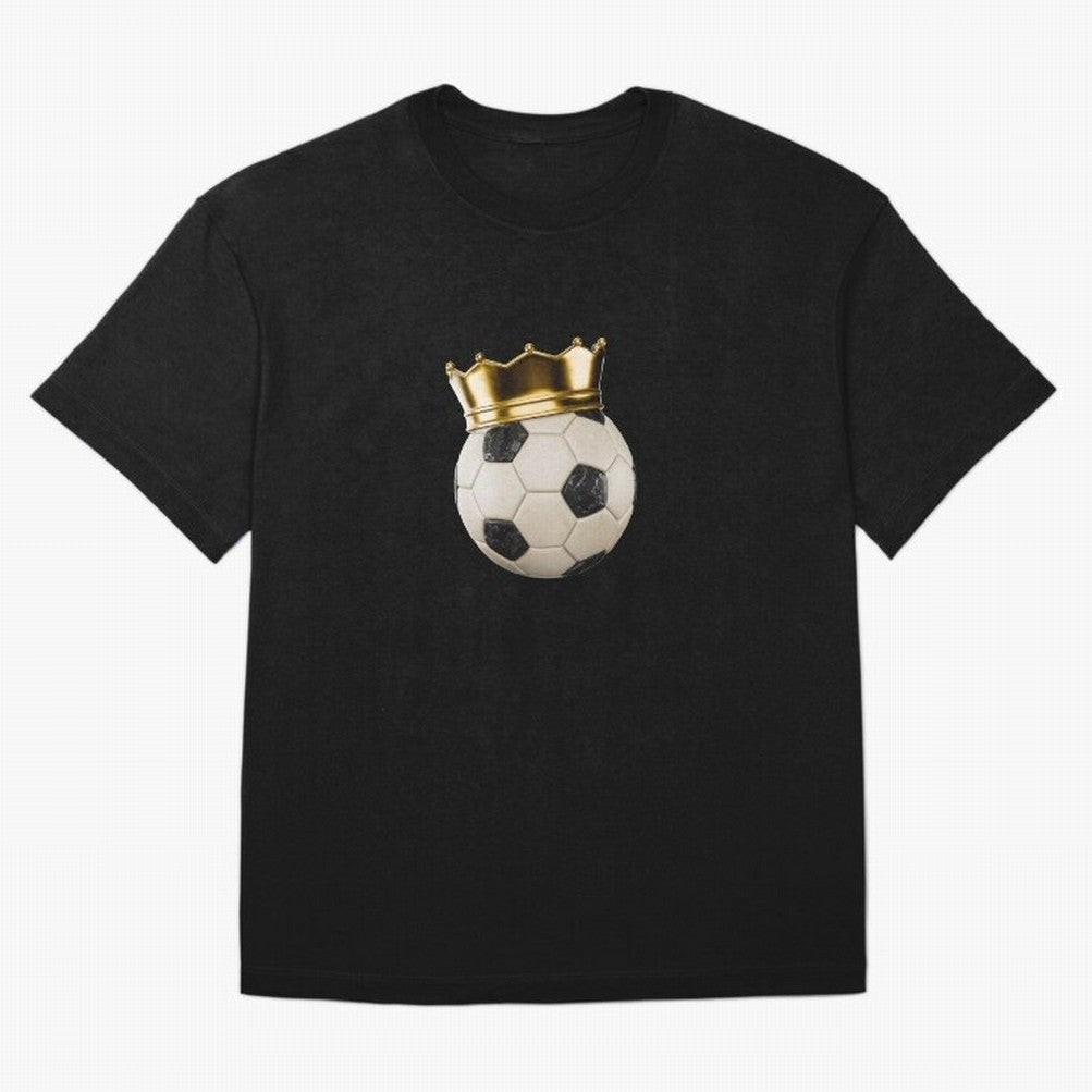 Soccer Ball with Kings Crown, Sticker Illustration Oversized T-Shirt Step into FIFA World Cup 2026 USA Canada Mexico for Fans of Mbappe and England, Bringing Goal Celebration Energy, Supporter Heritage, Football Icons and Worldwide Tournament Joy;