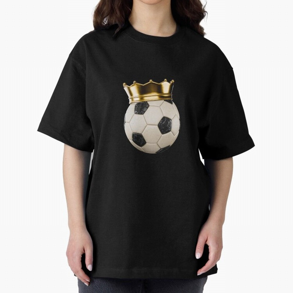 Soccer Ball with Kings Crown, Sticker Illustration Oversized T-Shirt Step into FIFA World Cup 2026 USA Canada Mexico for Fans of Mbappe and England, Bringing Goal Celebration Energy, Supporter Heritage, Football Icons and Worldwide Tournament Joy;