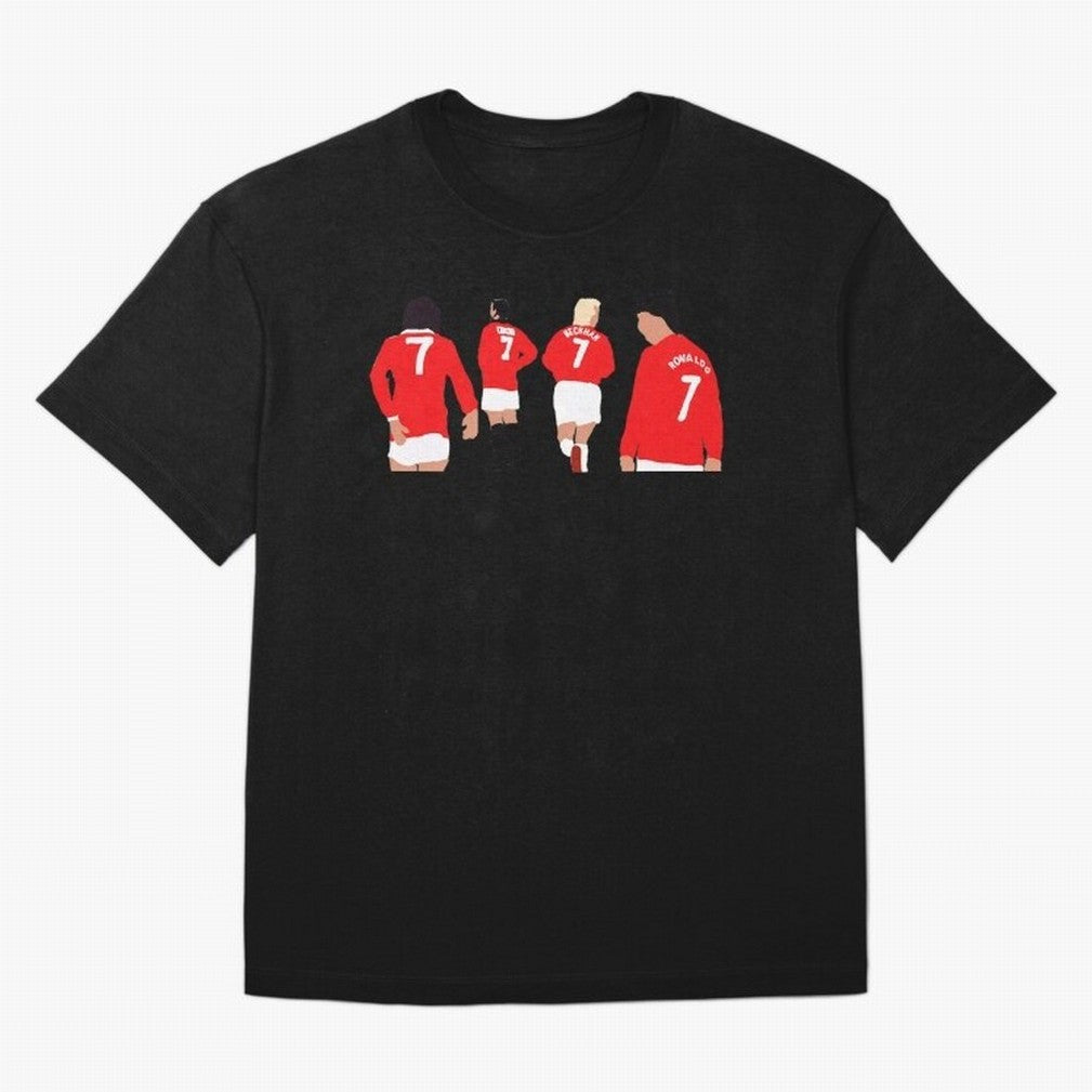 Manchester United Legends Number 7 Best Cantona Beckham Ronaldo Poster Oversized T-Shirt Show Championship Spirit for Match Day Hype around FIFA World Cup 2026, Neymar, England and Germany, Global Supporter Spirit, Legendary Goals, National Colors