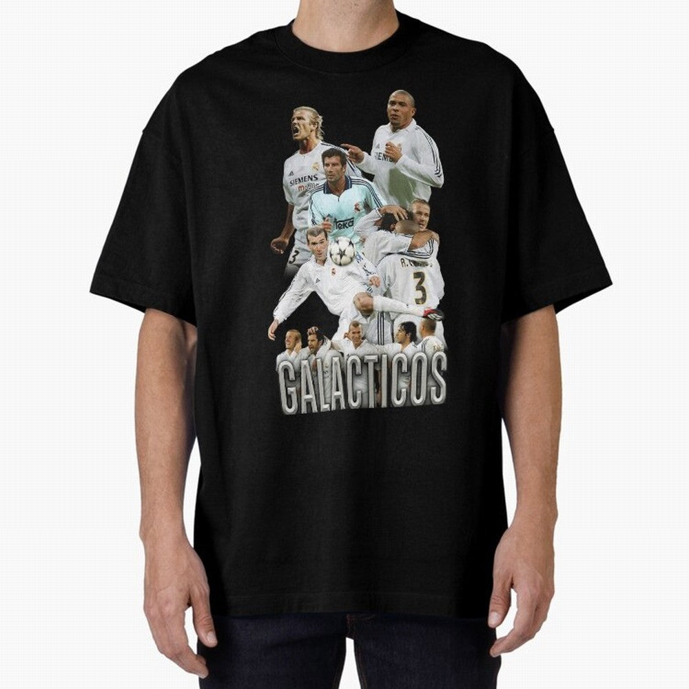 Real Madrid Galacticos Soccer Legends Collage Poster Oversized T-Shirt Celebrate Soccer Greatness during the FIFA World Cup 2026 Journey through Neymar, Haaland and Cristiano Ronaldo Highlights, England and Germany Pride, Sports Nostalgia,